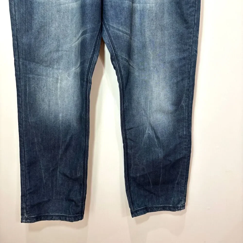 Eight 732 Blue Jeans Mens 40X34 Dark Wash Distress Streetwear Skater Hip Hop Y2K